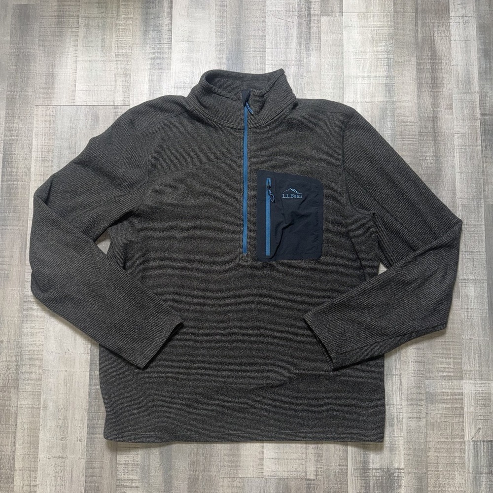 LL Bean Fleece Mens L Gray North Ridge Sweater Sweatshirt 501151